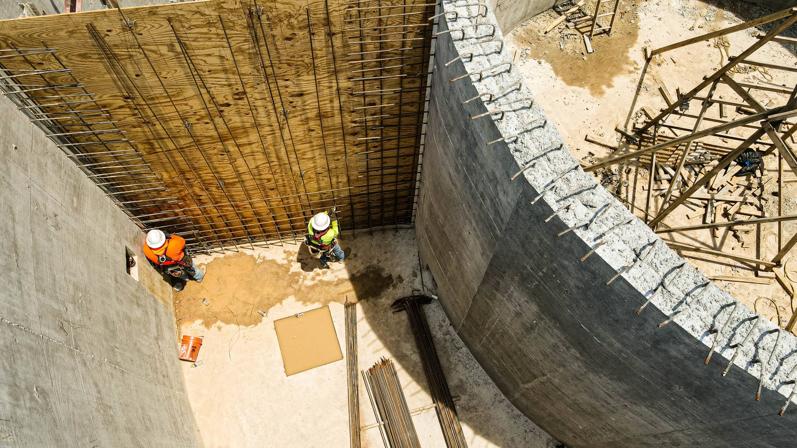 Construction of a municipal water and wastewater infrastructure structure in Texas